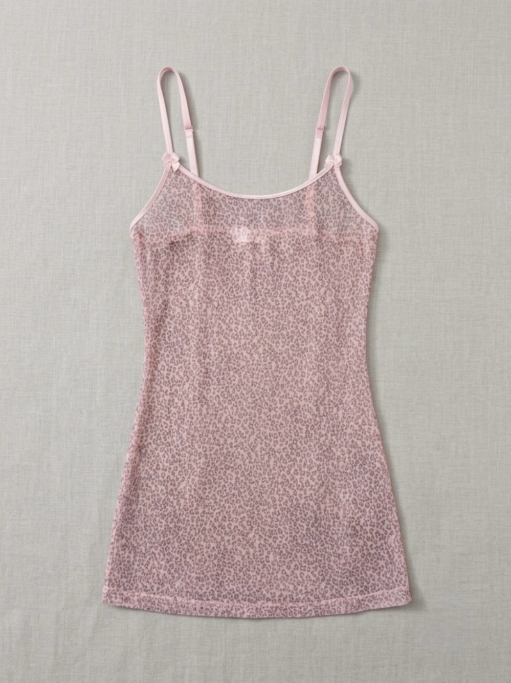 Vintage Y2K La SENZA Pink Leopard-Print Sheer Slip Chemise - Picture 2 of 4